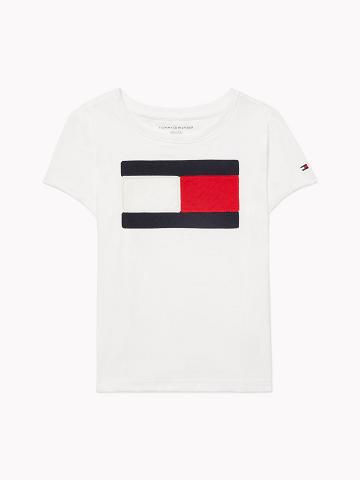 Lány Tommy Hilfiger Flag Póló Fehér | HU 1929FDN